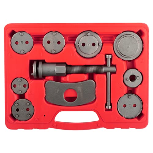 OEMTOOLS 27111 Disc Brake Tool Set, Front and Rear Brake Piston Tool, 11 Adapters Included for Use with Most Cars, Forces or Rot