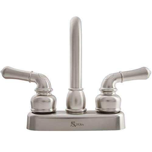 Dura Faucet (DF-PB150C-SN) RV Swivel Bar Faucet with Classical Levers - 6-inch Spout (Brushed Satin Nickel)