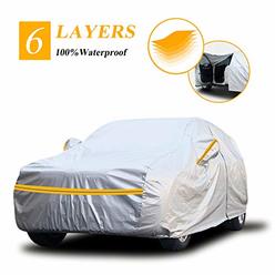 Autsop SUV Car Cover Waterproof All Weather,6 Layers Car Cover UV Wind Hail Snow Protection Full car Cover with Zipper Cotton, U