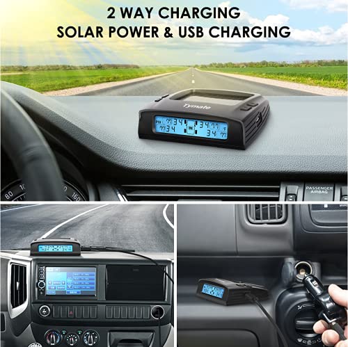Tymate Tire Pressure Monitoring System M7-3 - Solar Charge, 5 Alarm Modes, Auto Backlight LCD Display, Auto Sleep Mode, 4 TPMS S