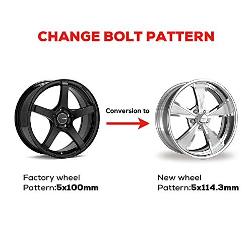 dynofit 5x100 to 5x4.5 (5x114.3) Wheel Adapters for Wheels Change, 5x4.5 Rims on 5x100mm Vehicles (1" M12x1.5 64.1mm) Forged Con
