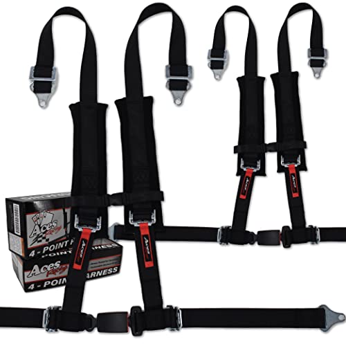 Aces Racing 4 Point Harness with 2 Inch Padding (Ez Buckle Technology) (Black (Pair))