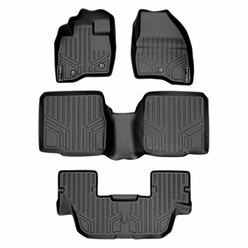 MAXLINER All Weather Custom Fit 3 Row Black Floor Mat Liner Set Compatible With 2017-2019 Ford Explorer (Only Fits Without a Cen