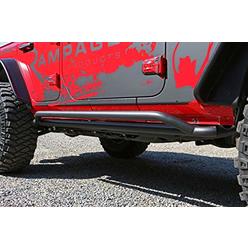 RAMPAGE PRODUCTS 26631 Textured Black Rail Side Rocker Guard Steps for 2018 Jeep Wrangler JL Unlimited 4-Door