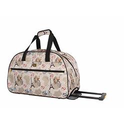 Lucas Luggage 22 Inch Printed Rolling Carry-On Suitcase Wheeled Duffel (22in, Paris)