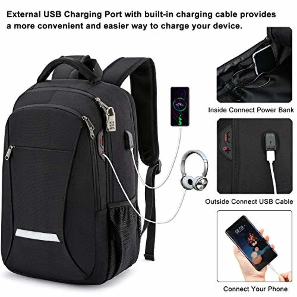 XQXA Backpack for Men,Travel Laptop Backpack with USB Charging/Headphone Port,Durable Water Resistant College School Backpack Laptop 