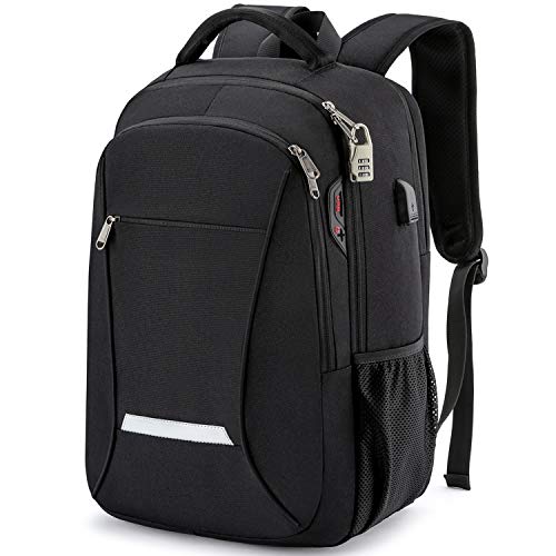 XQXA Travel Laptop Backpack, Business Backpack with USB Charging Port and Password Lock, Durable Water Resistant Computer Bag Fi