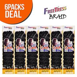 FreeTress Synthetic Hair Crochet Braids 2X Soft Faux Loc Curly 12" (6-Pack, 1B)