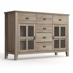 SimpliHome Simpli Home Artisan SOLID WOOD 54 inch Wide Transitional Sideboard Buffet Credenza in Distressed Grey