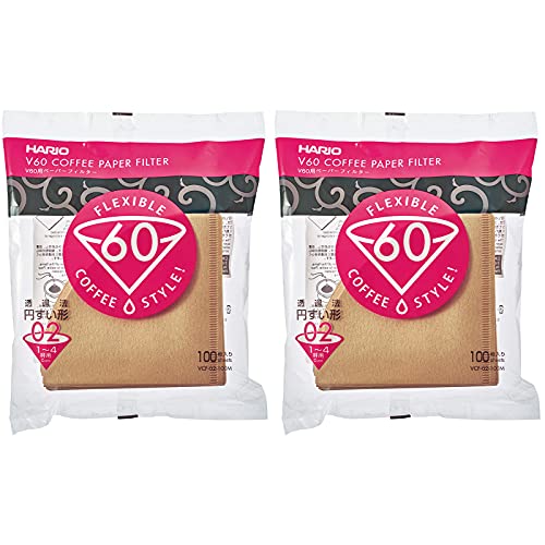 Hario V60 Paper Coffee Filters, Size 02, Natural, Tabbed, 200 Count
