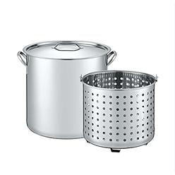 CONCORD 53 QT Stainless Steel Stock Pot w/ Basket. Heavy Kettle. Cookware for Boiling