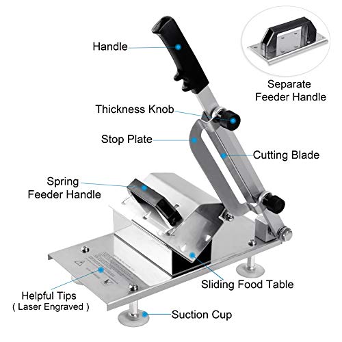 Befen Manual Frozen Meat Slicer, befen Upgraded Stainless Steel Meat Cutter Beef Mutton Roll Food Slicer Slicing Machine for Home Cook