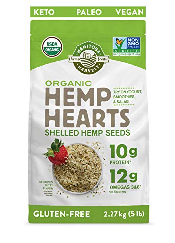 Manitoba Harvest Organic Hemp Hearts Shelled Hemp Seeds, 5lb; with 10g Protein & 12g Omegas per Serving, Non-GMO, Gluten Free