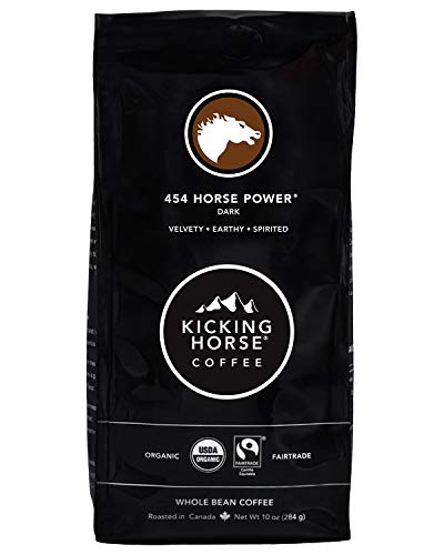 Lavazza Kicking Horse Coffee, 454 Horse Power, Dark Roast, Whole Bean, 10 oz - Certified Organic, Fairtrade, Kosher Coffee