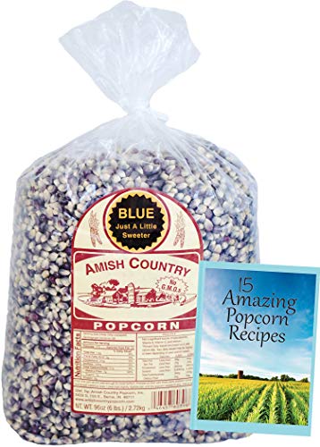 Amish Country Popcorn | 6 lb Bag | Blue Popcorn Kernels | Old Fashioned with Recipe Guide (Blue - 6 lb Bag)
