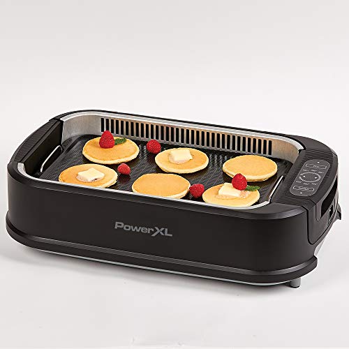 PowerXL Smokeless Grill Family Size- with Tempered Glass Lid with Interchangeable Grill and Griddle Plate and Turbo Speed Smoke 