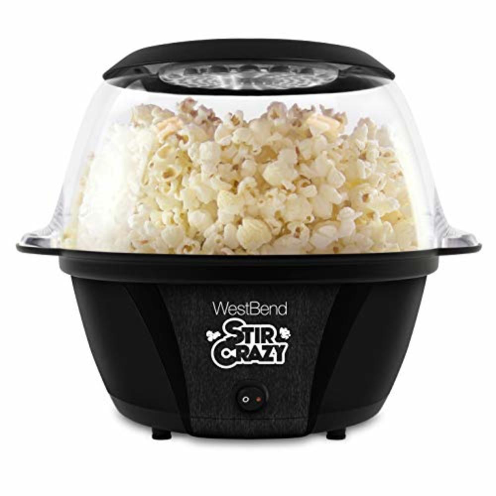 West Bend 82707B Stir Crazy Electric Hot Oil Popcorn Popper Machine with Stirring Rod with Improved Butter Melting Offers Large 