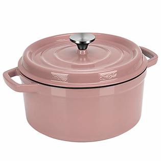 Ailiboo Pink Dutch Oven, Enameled Cast Iron Dutch Oven Pot with Lid, 5  Quart Round Enamel Cookware Crock Pot, French Oven with Dual Hand