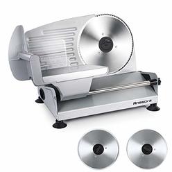 Anescra Meat Slicer, Anescra 200W Electric Deli Food Slicer with Two Removable 7.5?? Stainless Steel Blades and Food Carriage, Child Loc