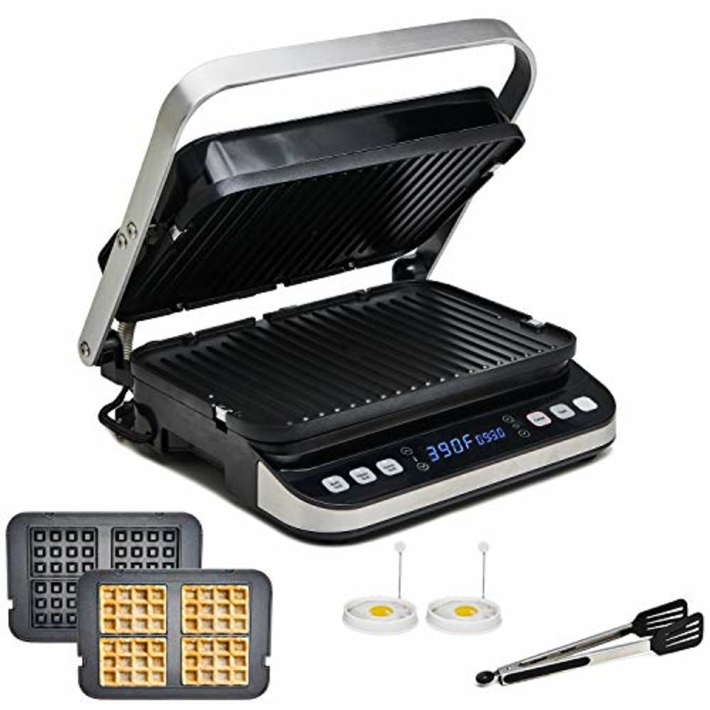 Yedi Houseware Yedi Total Package 6-in-1 Digital Grill, Waffle Maker, Panini Press, Griddle, with Deluxe Accessory Kit