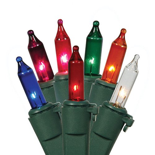 Vickerman 100 Lights Multicolored Green Wire End Connecting Lock Set with 4-Inch Spacing and 33-Feet Length, Comes in Box