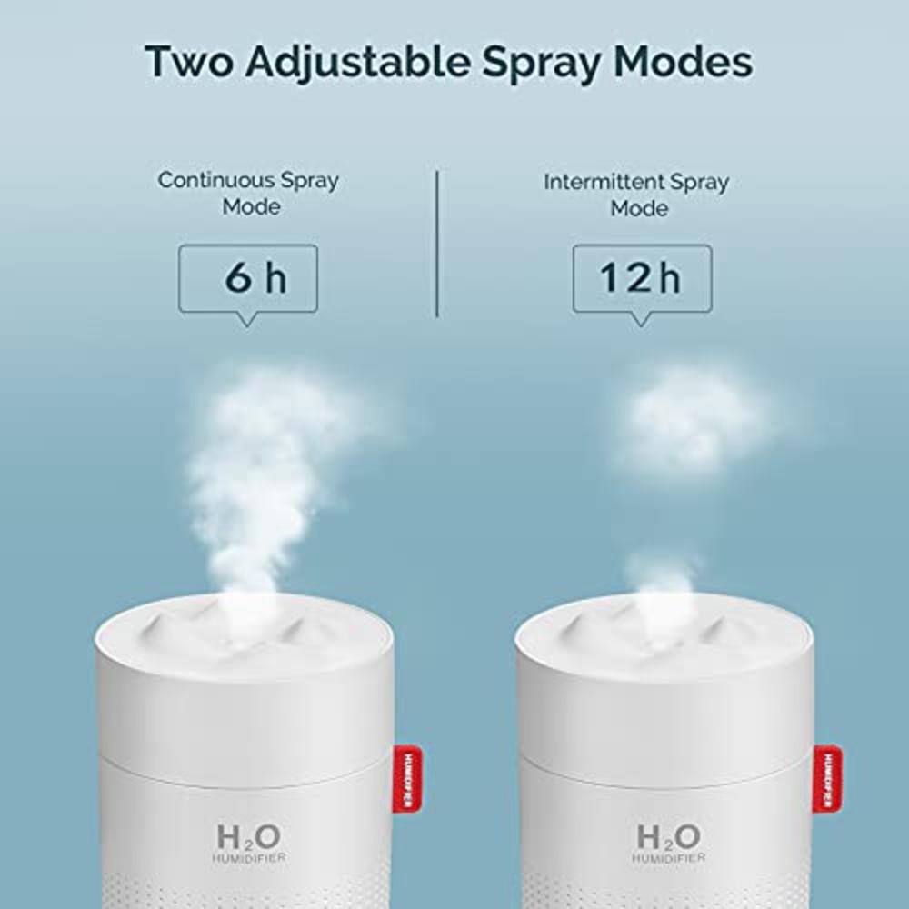 MOVTIP Portable Mini Humidifier, 500ml Small Cool Mist Humidifier, USB Personal Desktop Humidifier for Baby Bedroom Travel Office Home,