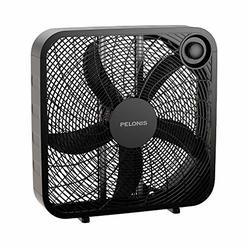 PELONIS PFB50A2ABB-V 3-Speed Box Fan for Full-Force Circulation with Air Conditioner, Black, 2020 New Model