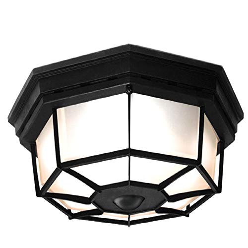 Secure Home 11.9-in W Black Motion Activated Outdoor Flush-Mount Light