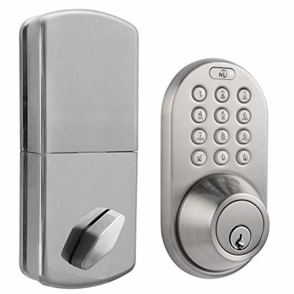 MiLocks XF-02SN Digital Deadbolt Door Lock with Keyless Entry via Remote Control and Keypad Code for Exterior Doors