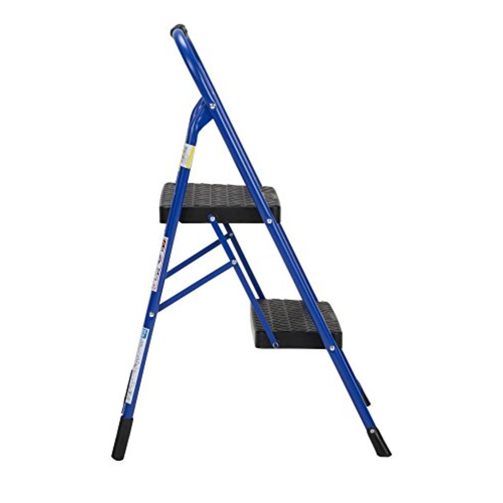 CoscoProducts Cosco 11308SWB1E Two, Blue Three Big Folding Step Stool with Rubber Hand Grip
