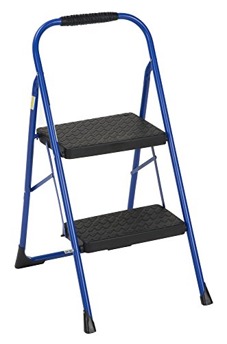 CoscoProducts Cosco 11308SWB1E Two, Blue Three Big Folding Step Stool with Rubber Hand Grip
