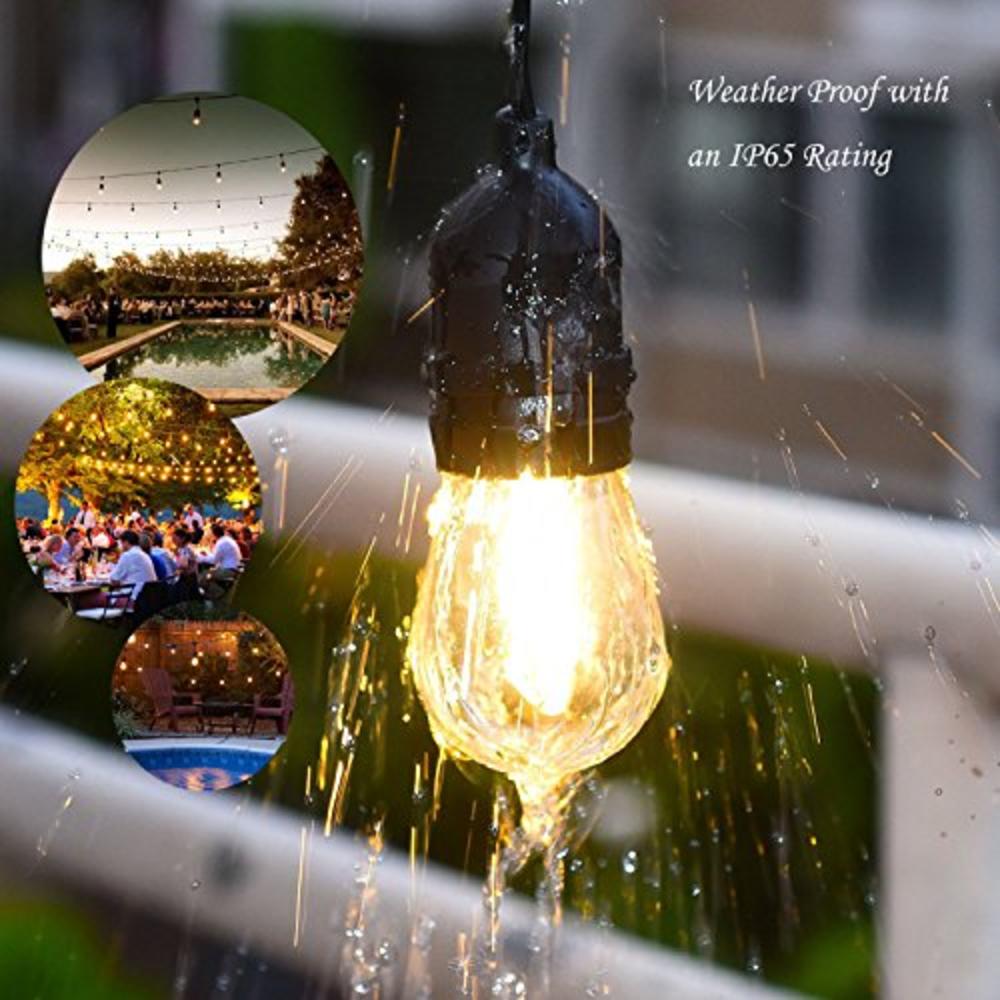 Goodled Vintage Outdoor String Lights Kit, 2W S14 LED Filament Bulbs Included, 48Ft Long Garden Patio Edison LED String Lights with 15 H
