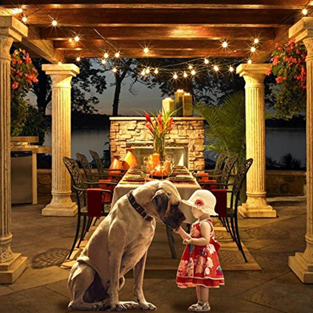 Goodled Vintage Outdoor String Lights Kit, 2W S14 LED Filament Bulbs Included, 48Ft Long Garden Patio Edison LED String Lights with 15 H