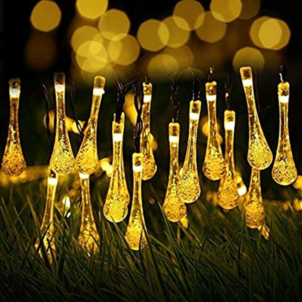 Berocia Solar String Lights Outdoor Waterproof 30 LED Camping 20ft 8 Modes Color Changing Novelty Patio Fairy String Lights Deco