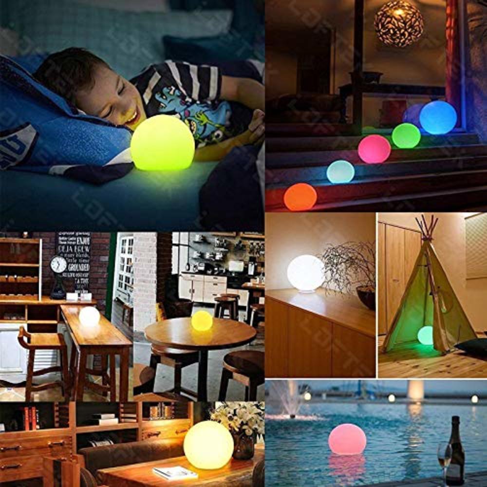 LOFTEK LED Vibrant Light Ball: 6-inch Nursery Night Light with Remote and Press Control, 16 RGB Color Changing & Dimming Recharg