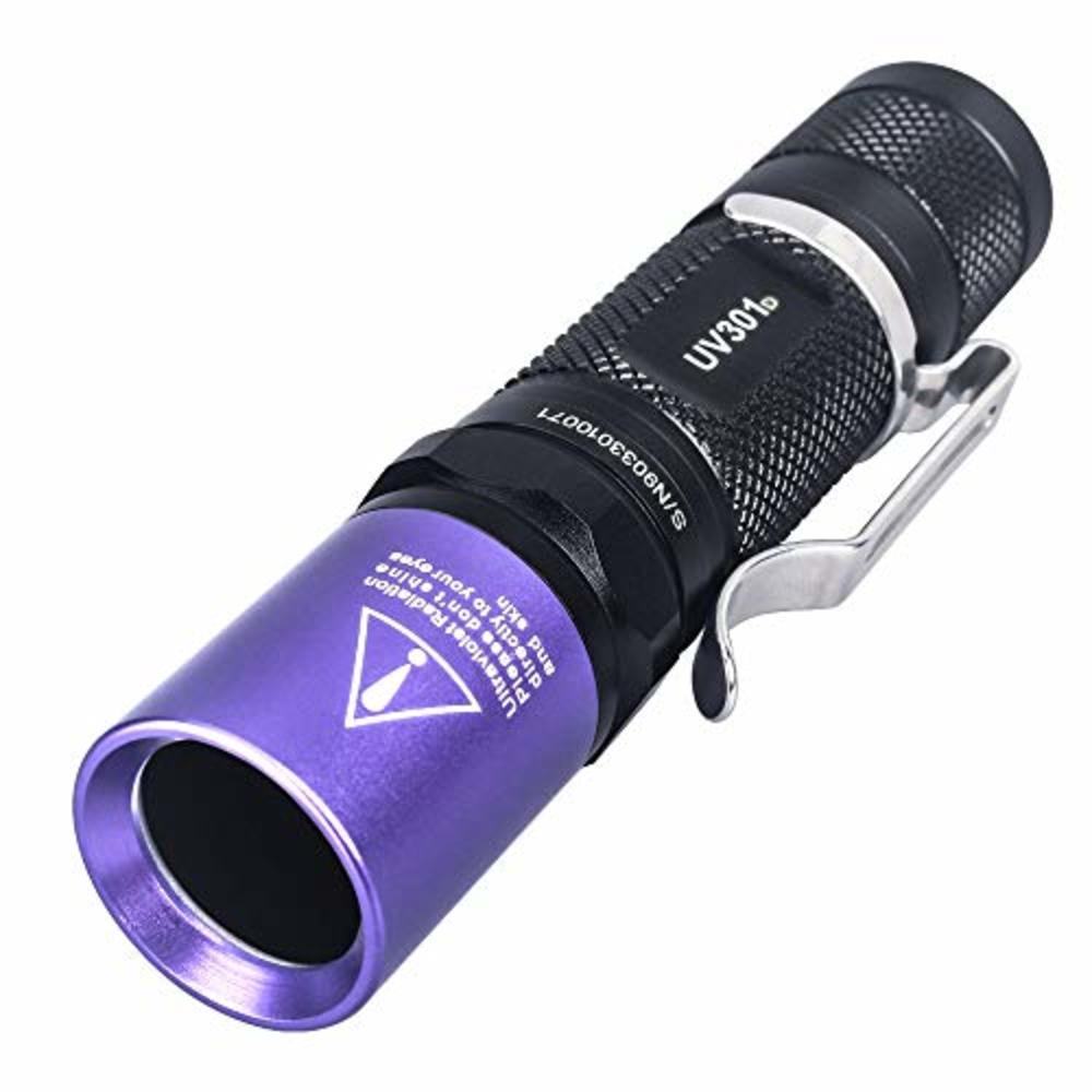 LIGHTFE Black light UV Flashlight 365nm blacklight UV301D with LG LED Source,Black Filter Lens, Max.3000mW high power for Resin 