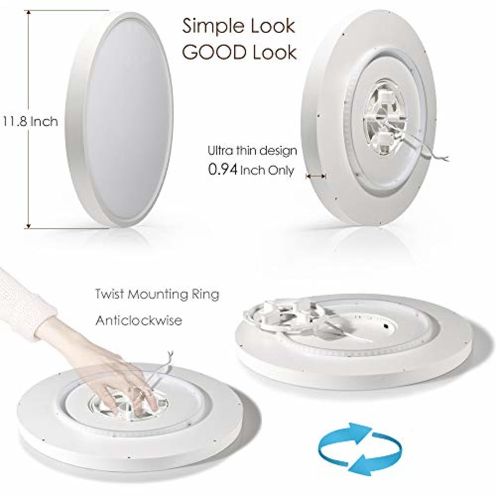 Taloya Smart Ceiling Light Flush Mount LED WiFi, Compatible with Alexa Google Home, Dimmable Low Profile Ambient Light Fixture f