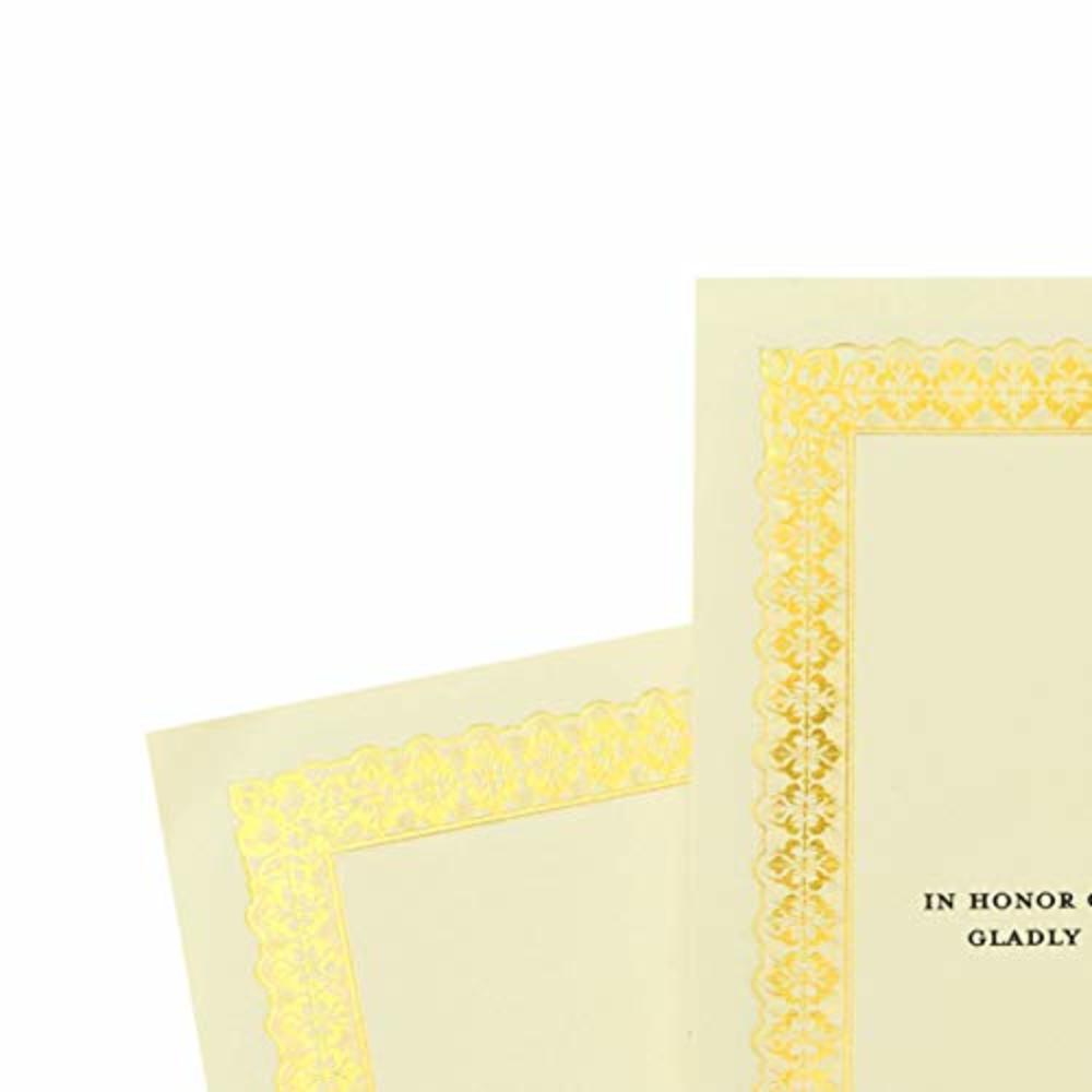 Gartner Studios Gold Foil Certificate Paper, Parchment Design, 80lb 8.5” x 11”, 15 Count