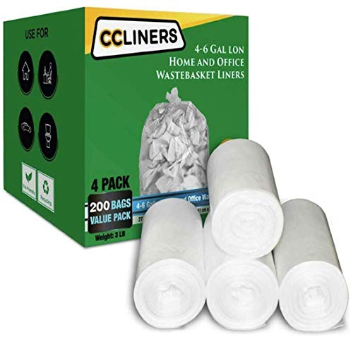 ccliners 4 - 6 Gallon Clear Small Trash Bags Bathroom Garbage Bags Plastic Wastebasket Trash Can Liner for Home and Office (Fits 4 Gallon