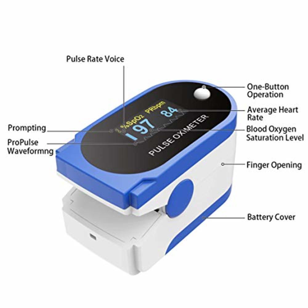 FaceLake FL420 Pulse Oximeter with Alarm, Blood Oxygen Saturation Monitor with Carrying Case, Batteries, Lanyard