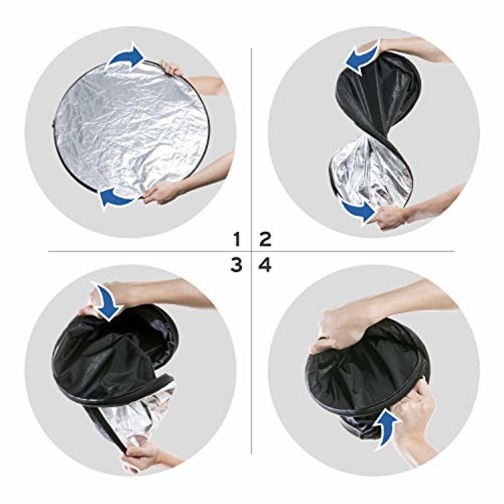 Etekcity 24" (60cm) 5-in-1 Photography Reflector Light Reflectors for Photography Multi-Disc Photo Reflector Collapsible with Ba