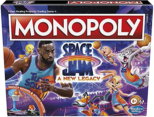 MONOPOLY: Space Jam A New Legacy Edition Family Board Game, Strategy Game, Kids Ages 8 and Up, Lebron James Space Jam Game, Shoo