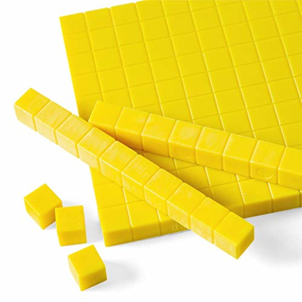 hand2mind Yellow Plastic Base Ten Blocks Complete Set, Place Value Blocks, Counting Cubes for Kids Math, Base 10 Math Manipulati