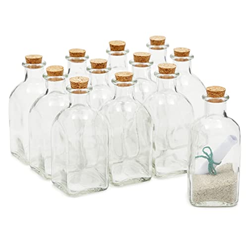 Juvale 6 oz Clear Glass Bottles with Corks, Vintage Potion Vases for Flowers, Crafts, Decor (12 Pack)