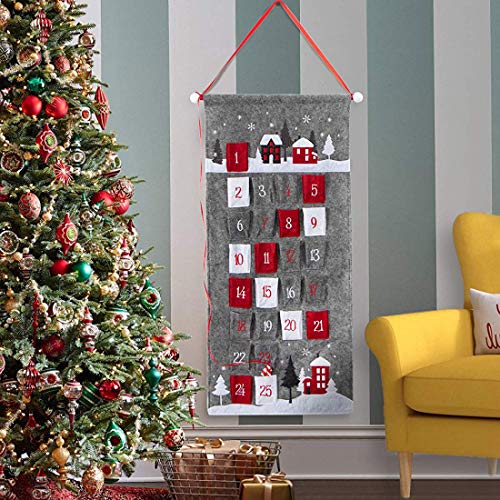 EDLDECCO 2021 Advent Calendar for Christmas Fabric 25 Days Countdown to  Xmas Cloth Home Wall Hanging