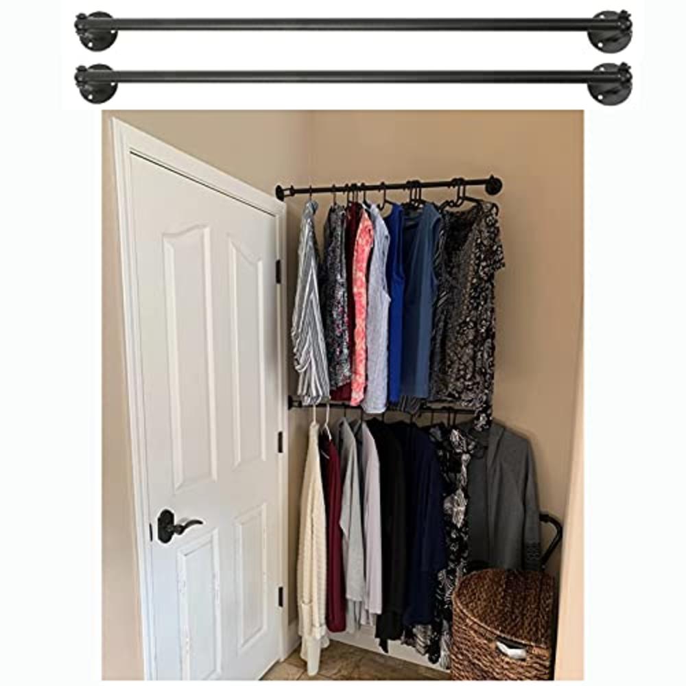 groef Trechter webspin Blind MYOYAY Corner Garment Rod 34in 2 Pack Industrial Pipe Clothes Hanging Bar  Angle Adjustable Wall Mounted Clothes Rack Black Space