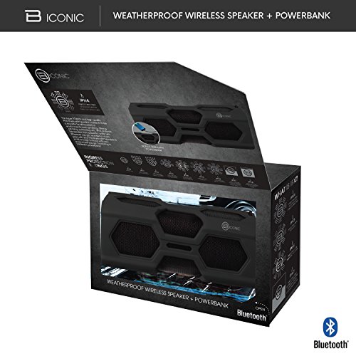 B iconic Biconic Bluetooth Portable Powerbank IPX4 Speaker Black
