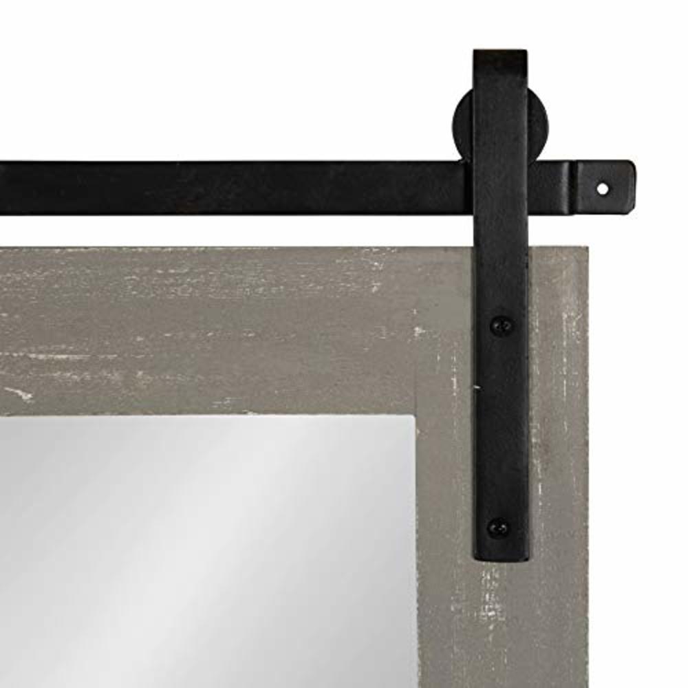 Kate and Laurel Cates Rustic Wall Mirror, 22" x 30" Rustic Gray, Farmhouse Barn Door-Inspired Wall Decor
