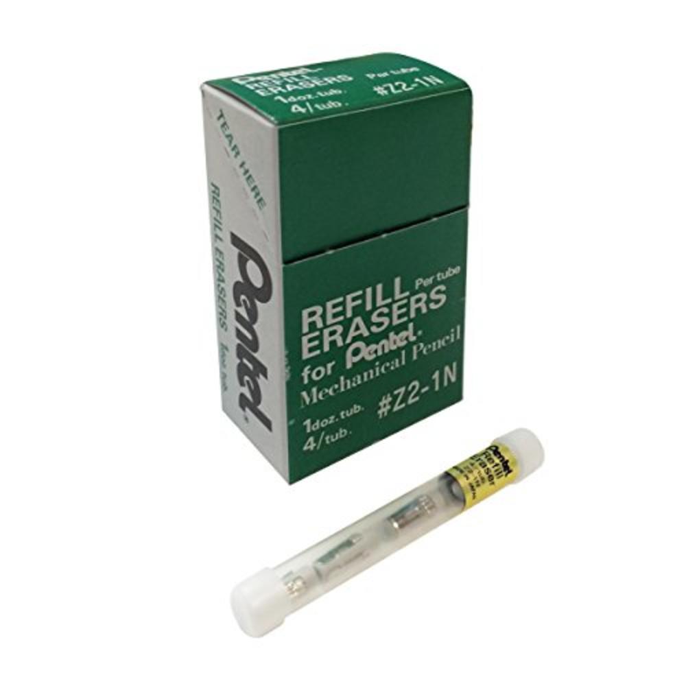 Pentel Refill Eraser for Mechanical Pencils, White, 12 Tubes, 4 Erasers Per Tube (Z2-1N)