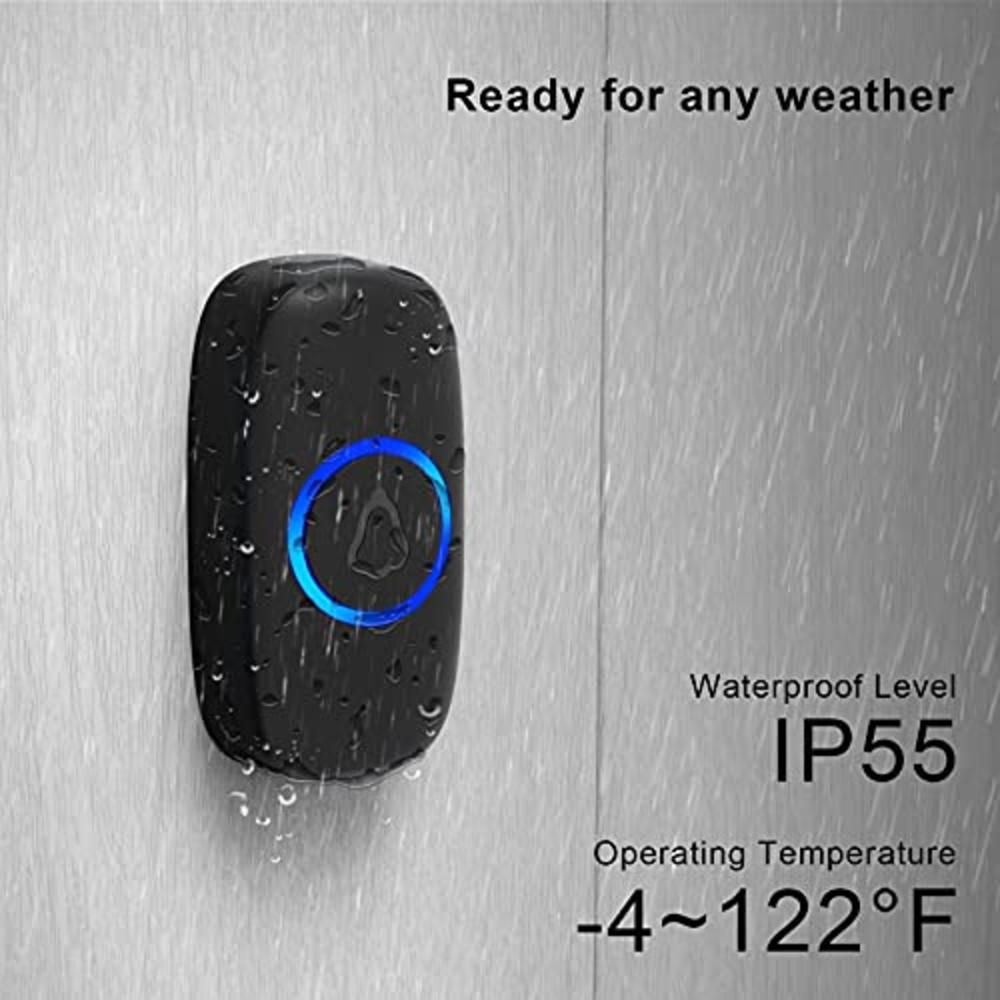 SECRUI Wireless Doorbell, Waterproof Mini Doorbell 1,000ft Range Loud Enough with 5 Volume Levels and Mute Mode Door Chimes & Co